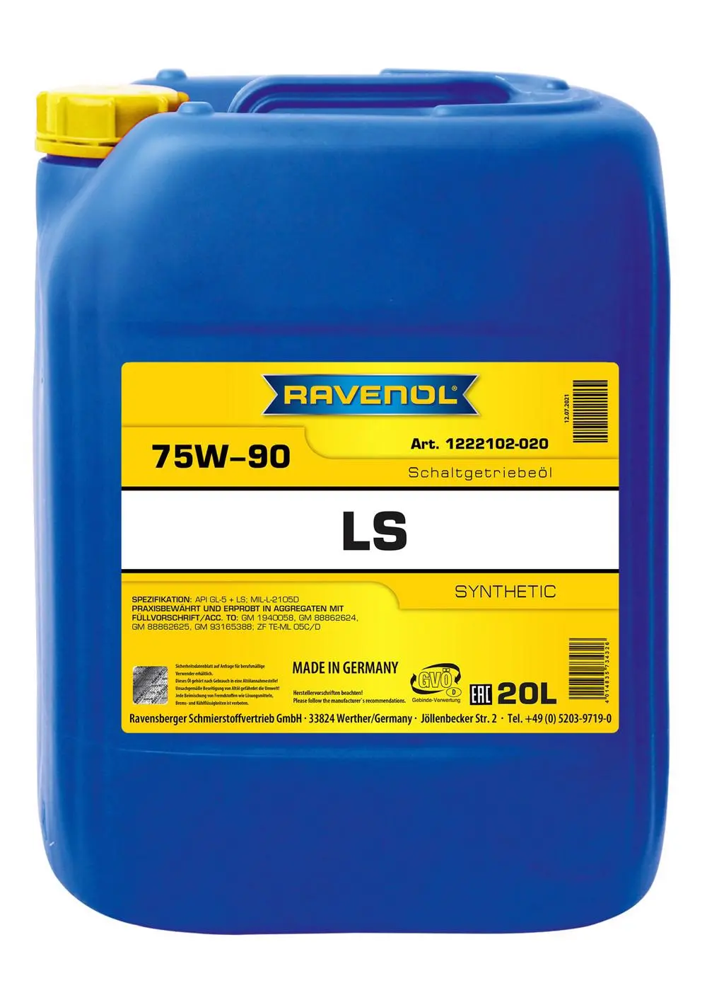 RAV  Getriebeoel LS SAE 75W-90  20 L