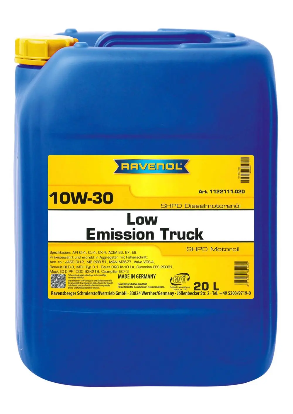 RAV Low Emission Truck SAE 10W-30  20 L