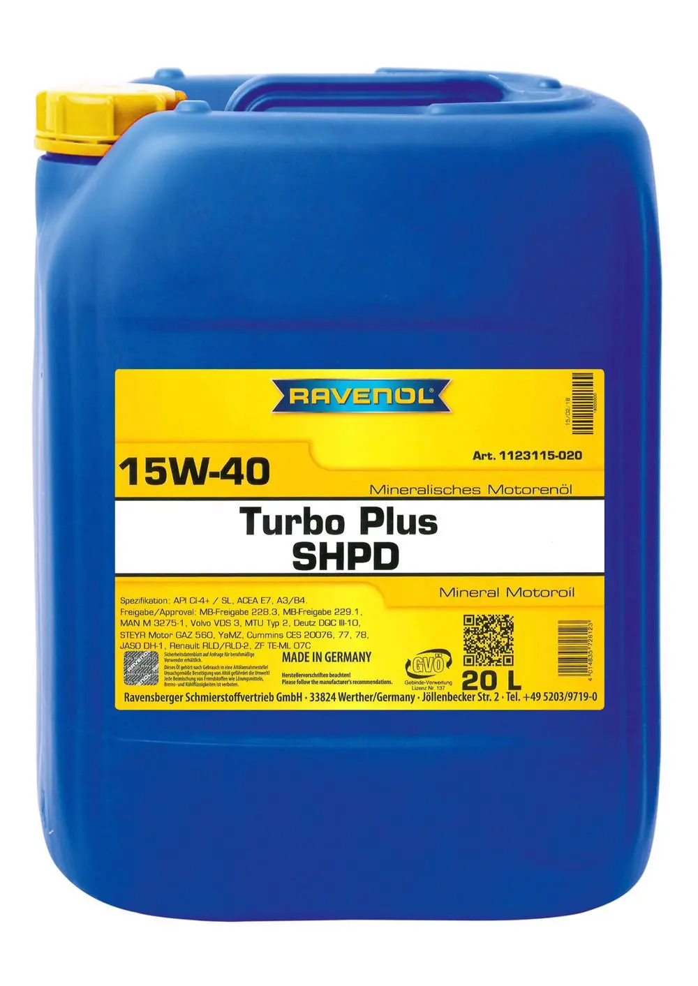 RAV  Turbo plus SHPD SAE 15W-40  20 L