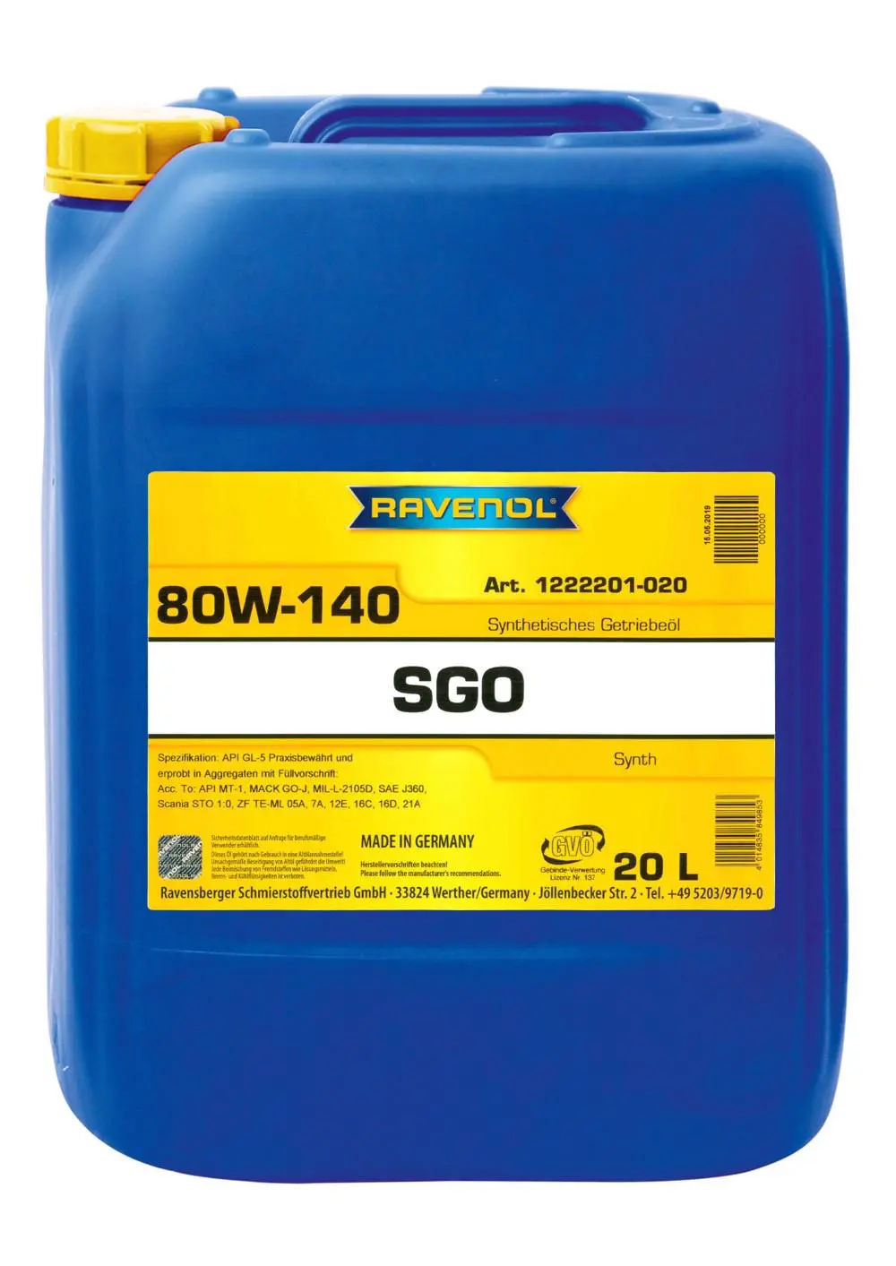 RAVENOL Getriebeoel SGO SAE 80W-140 GL-5  20 L