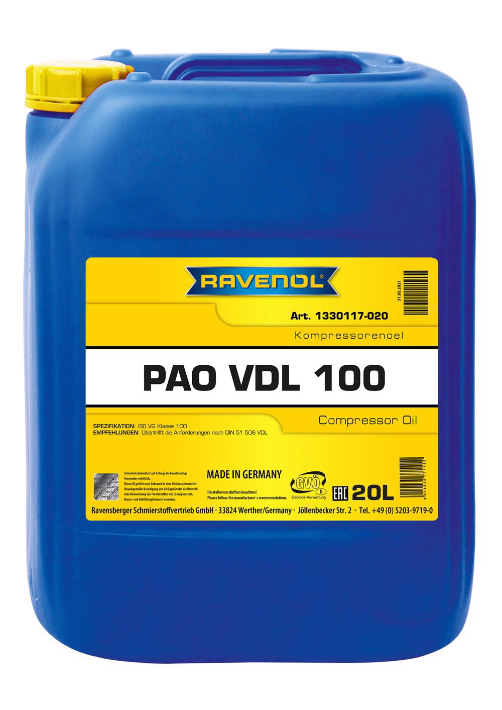 RAVENOL Kompressorenoel PAO VDL 100  20 L